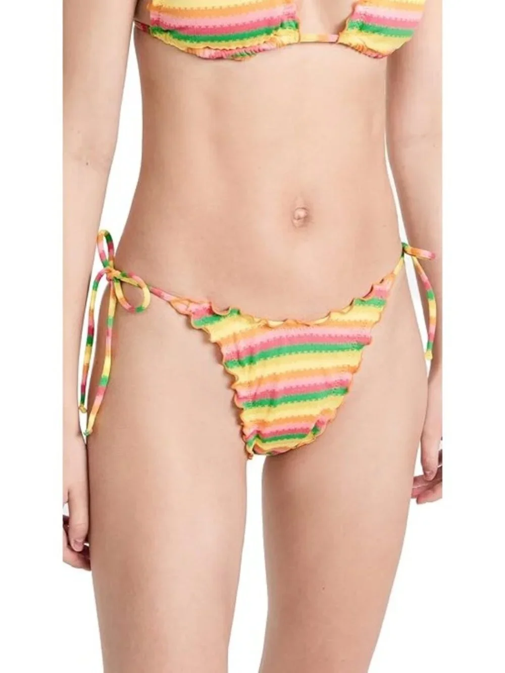 L*Space Women's Roger Bitsy Bikini Bottoms in Under The Sun Stripe New